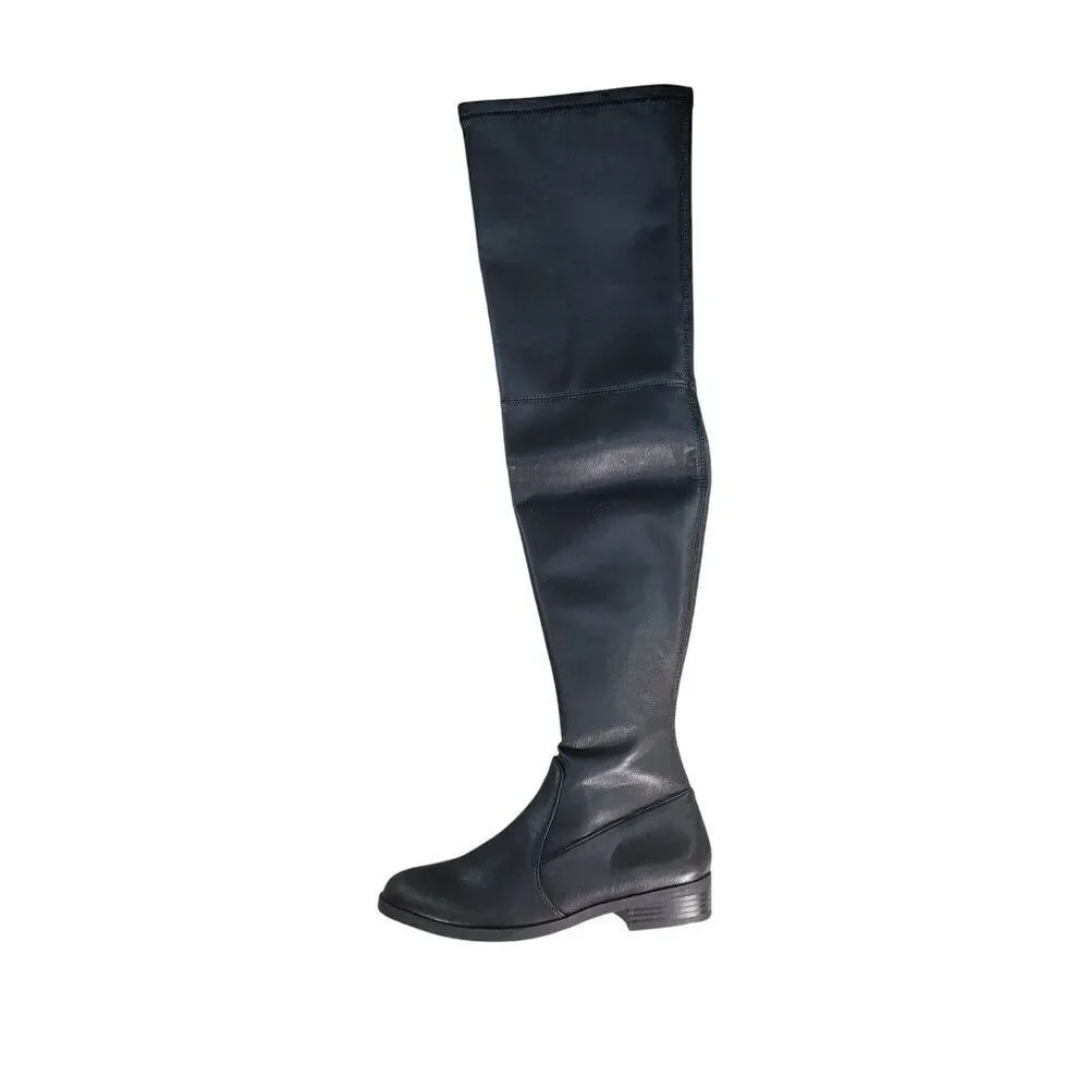 INC Irinaa Black Faux Suede Over Knee Boots Sz 5.5M